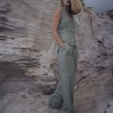 Žalsvos lininės kelnės