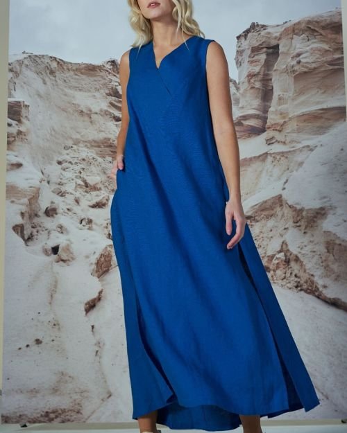 Princess Blue ilga lino suknelė