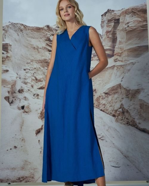 Princess Blue ilga lino suknelė
