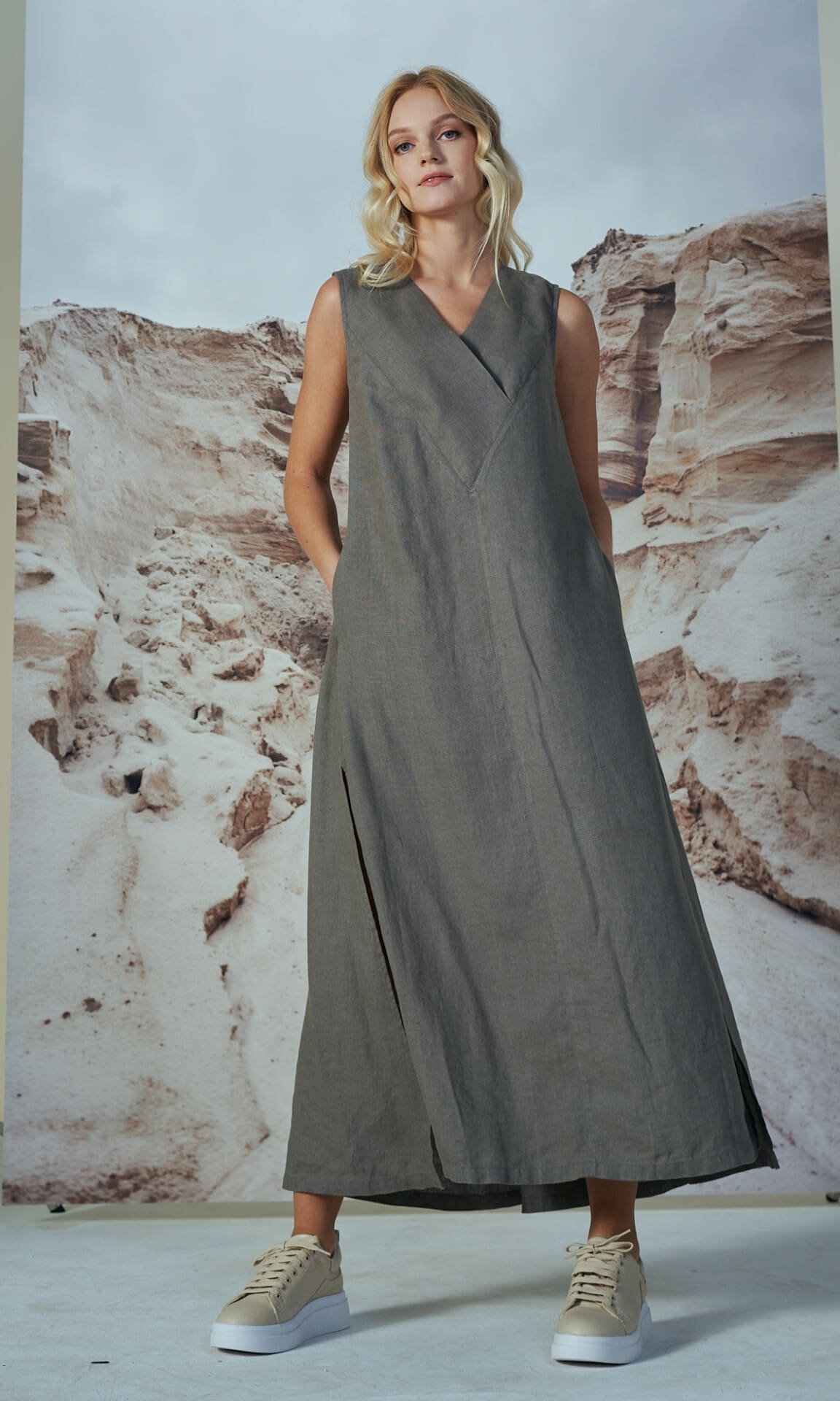 Shadow ilga lino suknelė