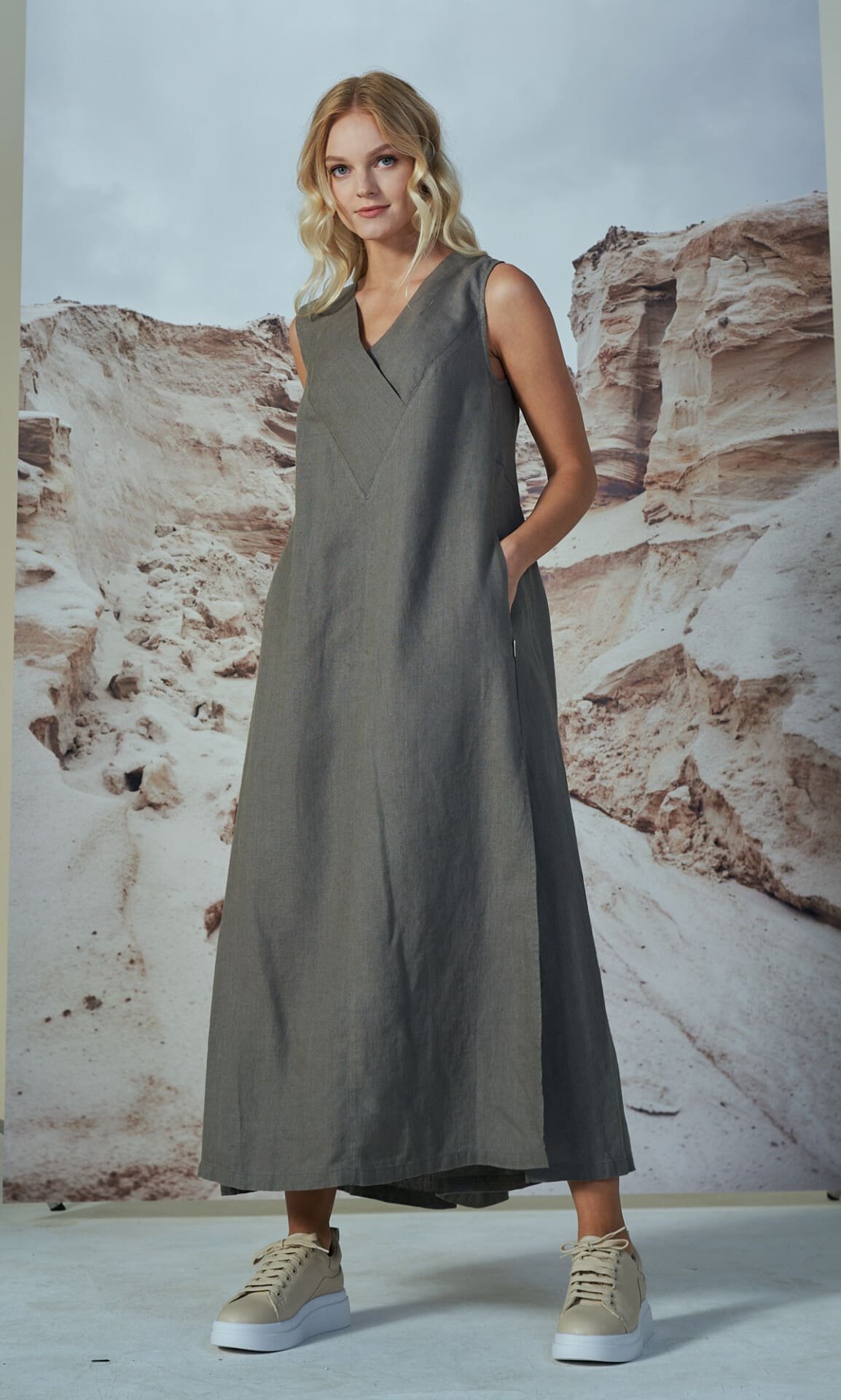 Shadow ilga lino suknelė