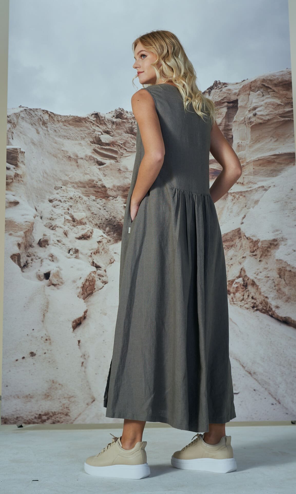 Shadow ilga lino suknelė