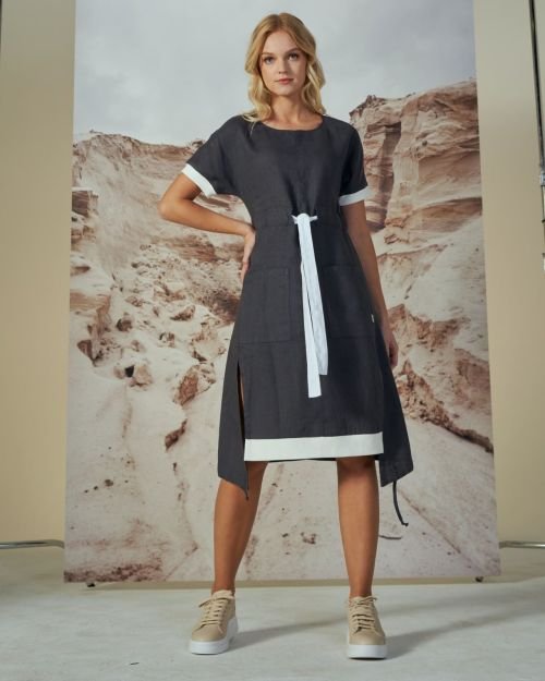 Sportinė lininė suknelė in Dydis 44 and Spalva Chaki