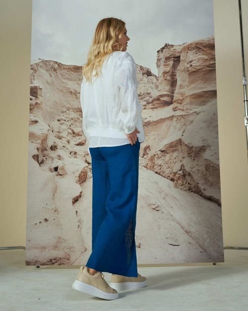 Princess Blue trumpesnės kelnės su skeltuku