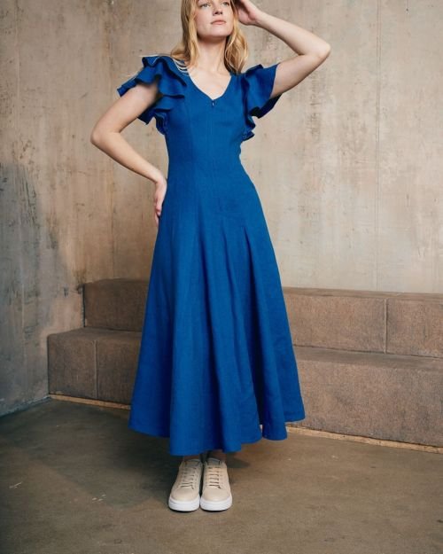 Itin romantiška lininė Princess Blue suknelė