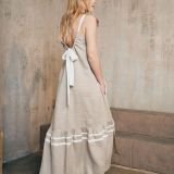 Ilga lininė suknelė su kaspinu