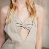 Balta dviejų dalių lininė suknelė