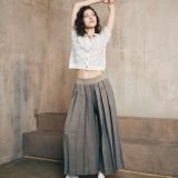 Shadow lininės kelnės su klostėmis