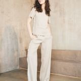 Tiesaus silueto lininės kelnės su juostele