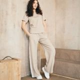 Tiesaus silueto lininės kelnės su juostele