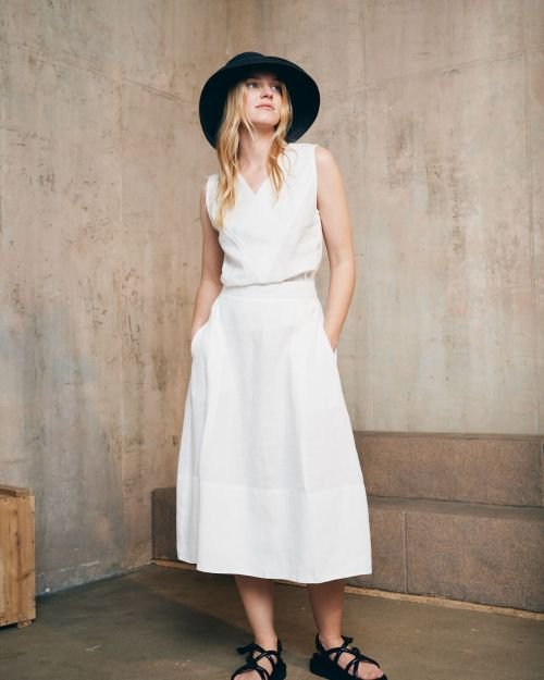 Midi ilgio lininis sijonas