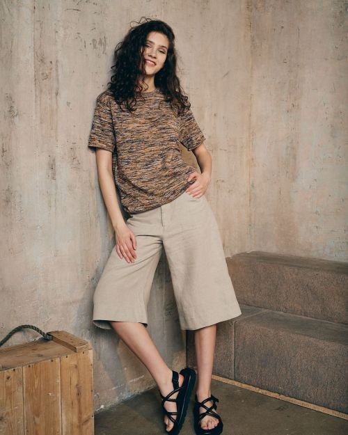 Midi laisvi lininiai šortai