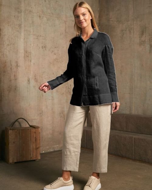 Lininiai marškinukai in Dydis 44 and Spalva Juoda