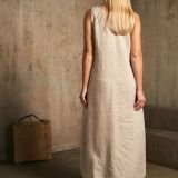 Dviejų spalvų surišama lininė suknelė