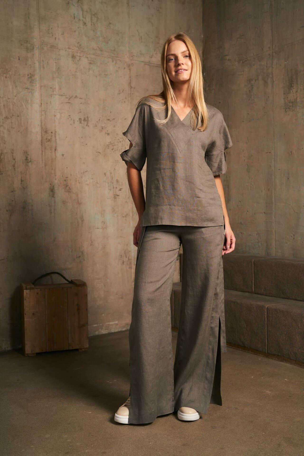 Shadow ilgos kelnės su skeltukais