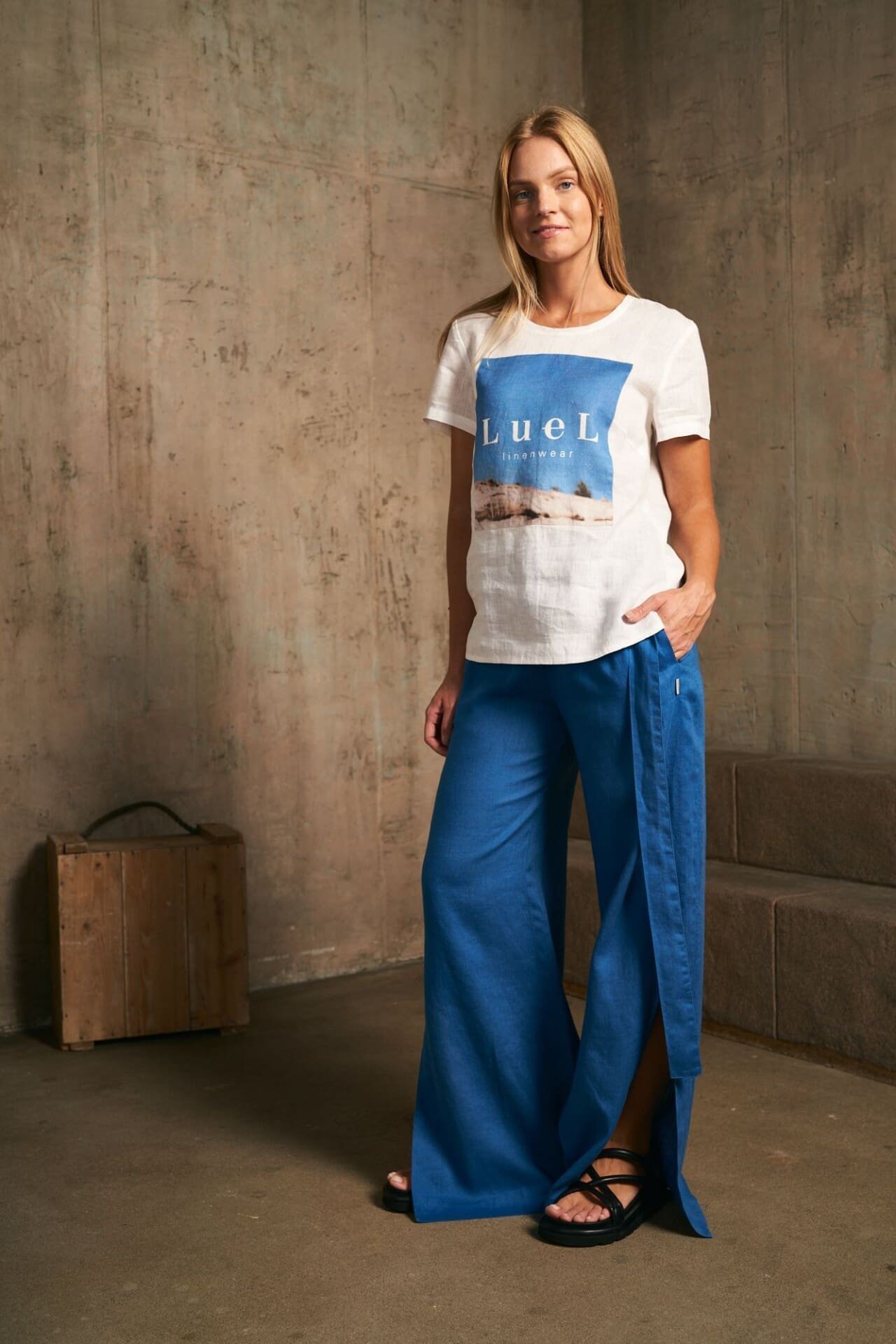 Princess blue ilgos kelnės su skeltukais