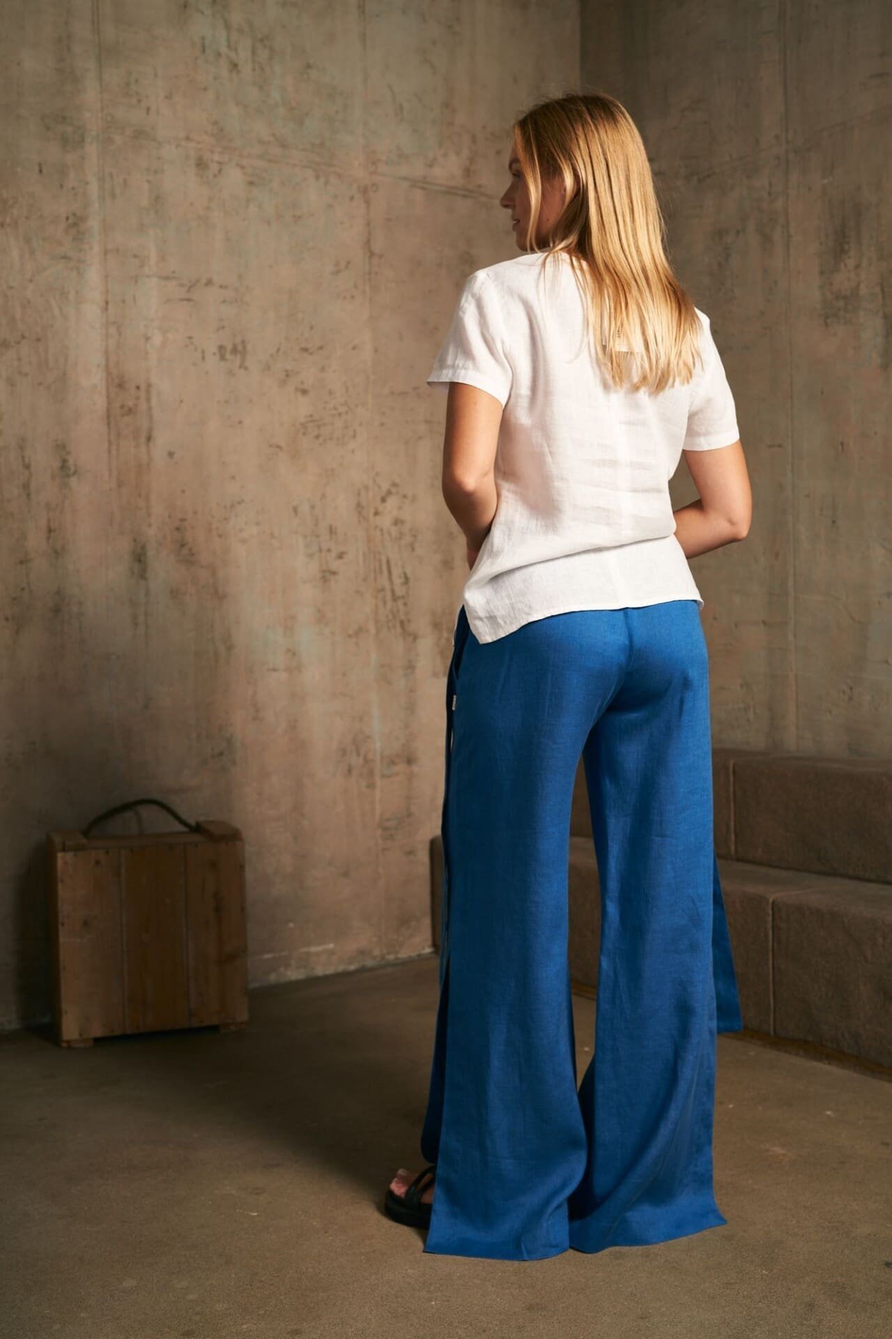 Princess blue ilgos kelnės su skeltukais