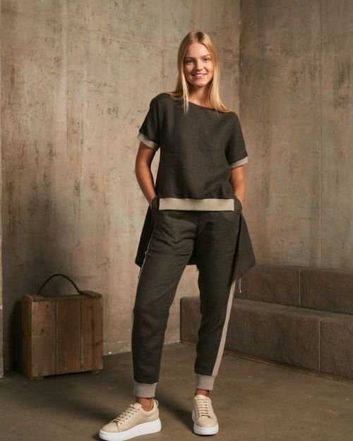 Chaki sportinės lininės kelnės