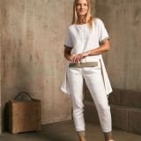 Dviejų kontrastinių spalvų lininės kelnės