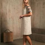 Pilka trumpa lininė suknelė