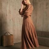 Amber Raw pūstų rankovių lininė suknelė