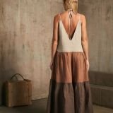 Trijų spalvų platėjanti AMBER lininė suknelė