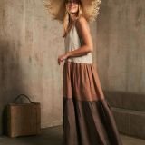 Trijų spalvų platėjanti AMBER lininė suknelė