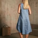 Blue Shadow trumpa surišama lininė suknelė