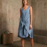 Blue Shadow trumpa surišama lininė suknelė
