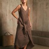 Morel vienspalvė surišama lininė suknelė