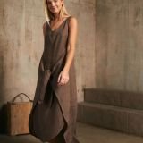 Morel vienspalvė surišama lininė suknelė