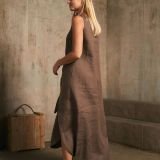 Morel vienspalvė surišama lininė suknelė