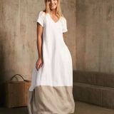 Dviejų spalvų lininė suknelė