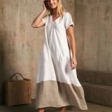 Dviejų spalvų lininė suknelė