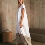 Dviejų spalvų lininė suknelė