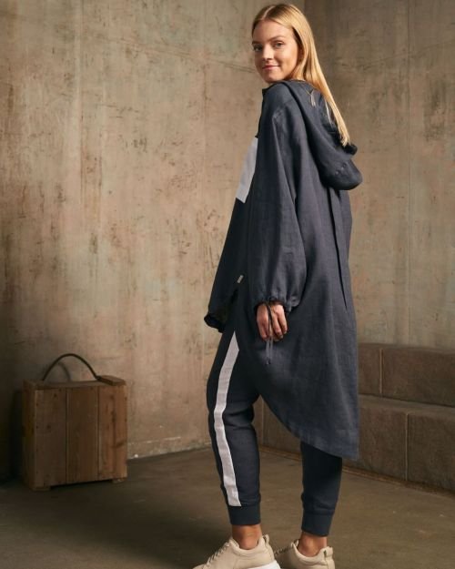 Midnight navy sportinės lininės kelnės