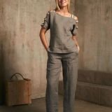 Shadow trumpesnės lininės kelnės