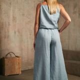 Melsvas lininis kombinezonas