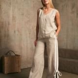 Plačios lininės kelnės su raištukais