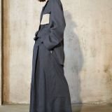 Midnight navy plačios lininės kelnės