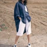 Tiesūs ilgesni lininiai šortai