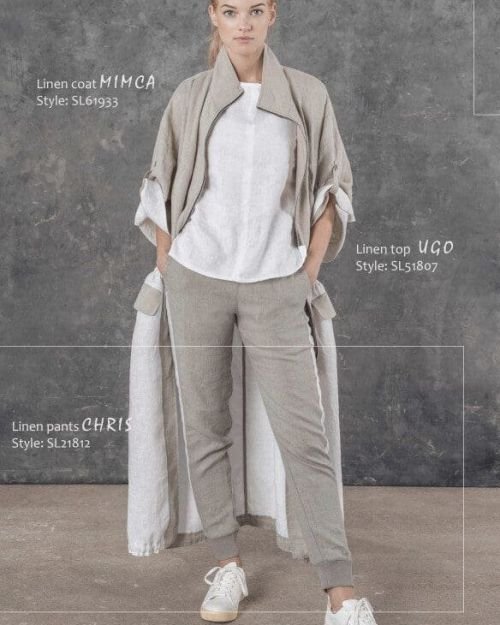 Natūralaus lino sportinės kelnės in Dydis 38 and Spalva Natūrali