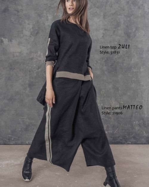 Platėjančios kapri kelnės in Dydis 40 and Spalva Juoda