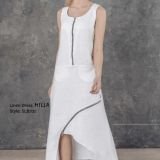 Balta midi ilgio suknelė – sarafanas