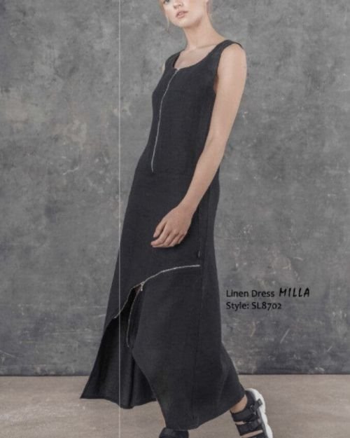 Juoda midi ilgio suknelė – sarafanas