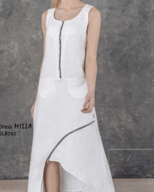 Balta midi ilgio suknelė – sarafanas