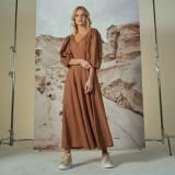 Amber Raw pūstų rankovių lininė suknelė