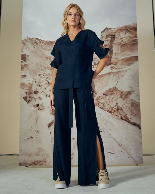 Stilinga lininė palaidinė in Dydis 36 and Spalva Mėlyna