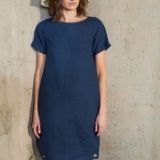 Balta lininė suknelė su kolstelėmis