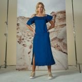 Princess blue lininė suknelė su raukiniais